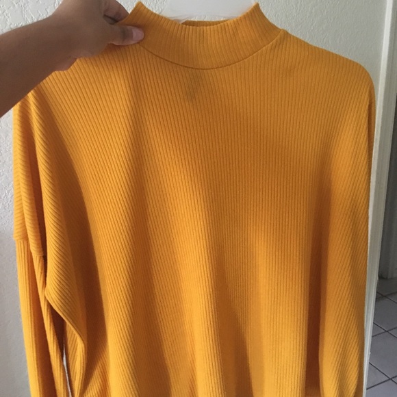 mustard mock neck top